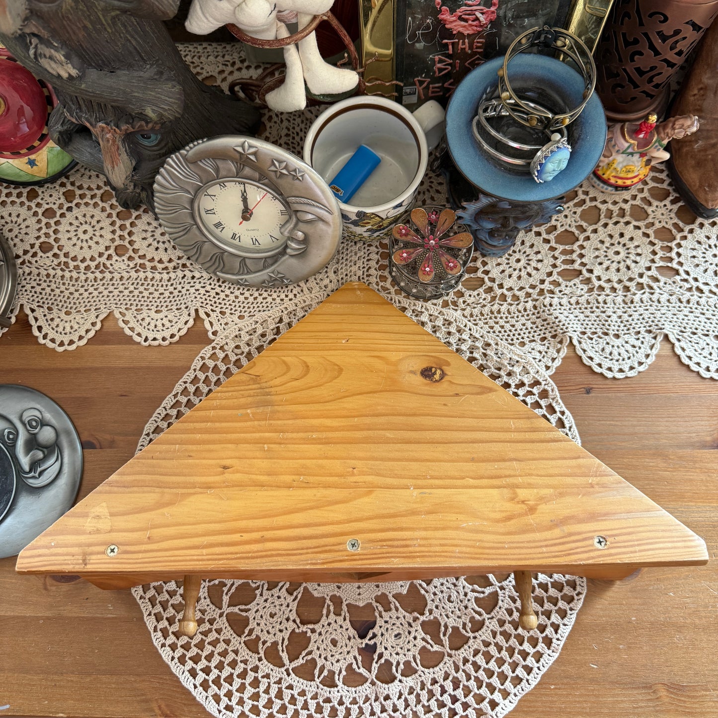 unique vintage whimsical heart wood wall shelf