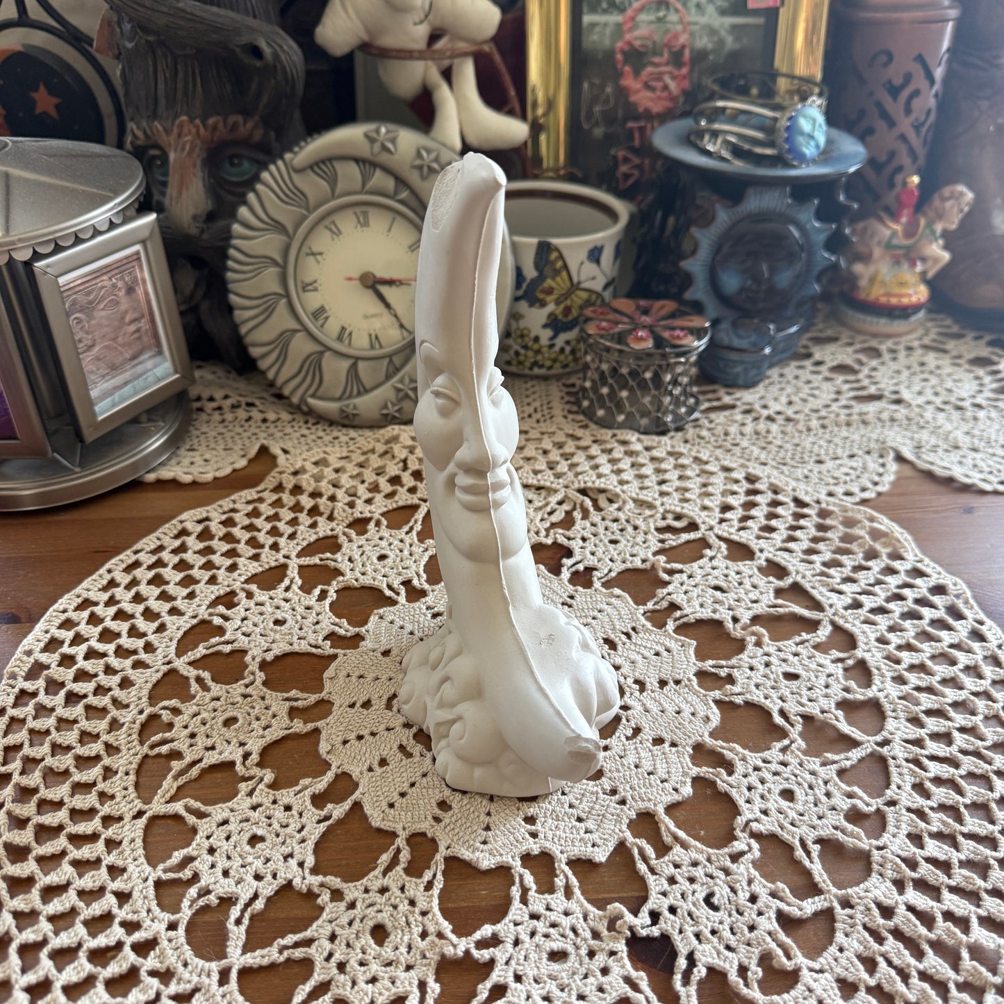 unique handmade vintage whimsical celestial moon sculpture collectable