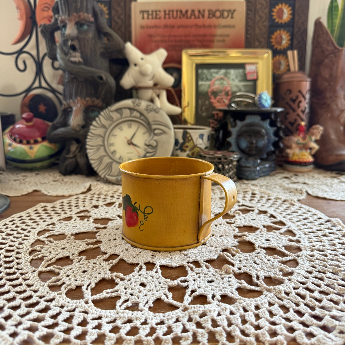 unique vintage whimsical strawberry folk art cup collectible