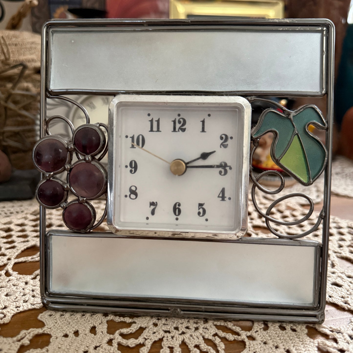 unique vintage whimsical stained glass clock