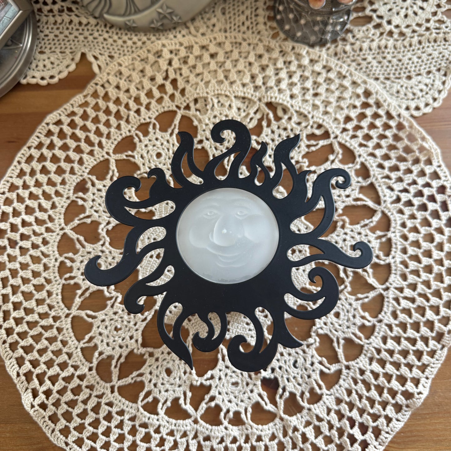 unique vintage whimsical celestial sun candle holder collectable