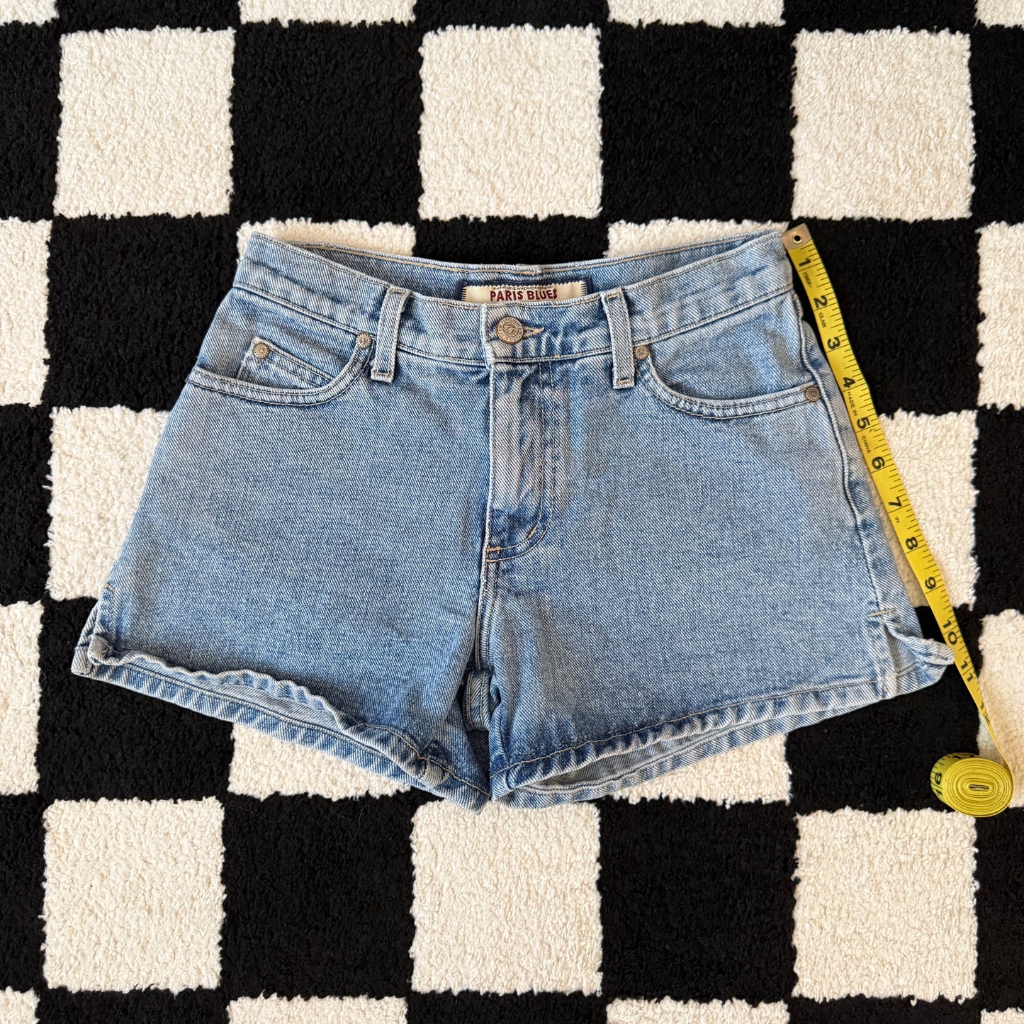 unique vintage whimsy 90s y2k PARIS BLUES denim shorts