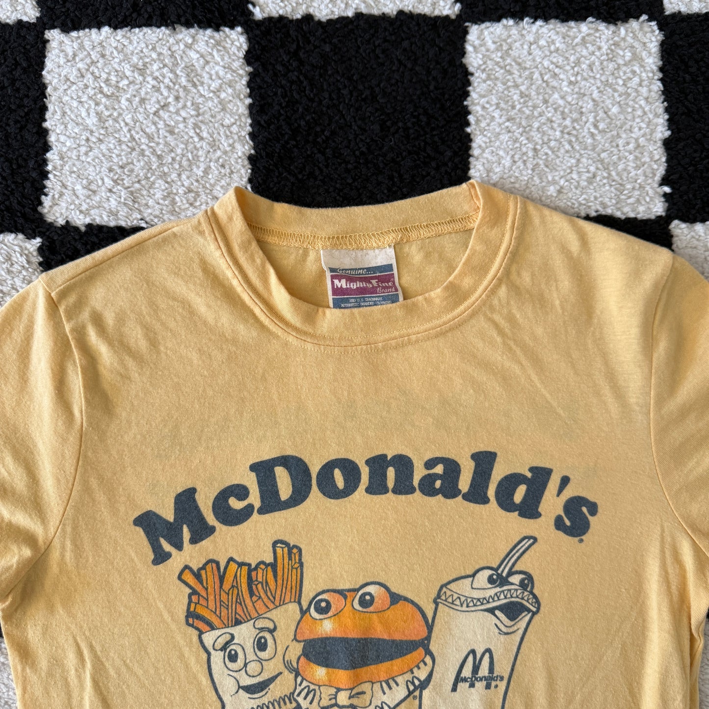 unique vintage whimsical 90s y2k MIGHTY FINE graphic baby tee