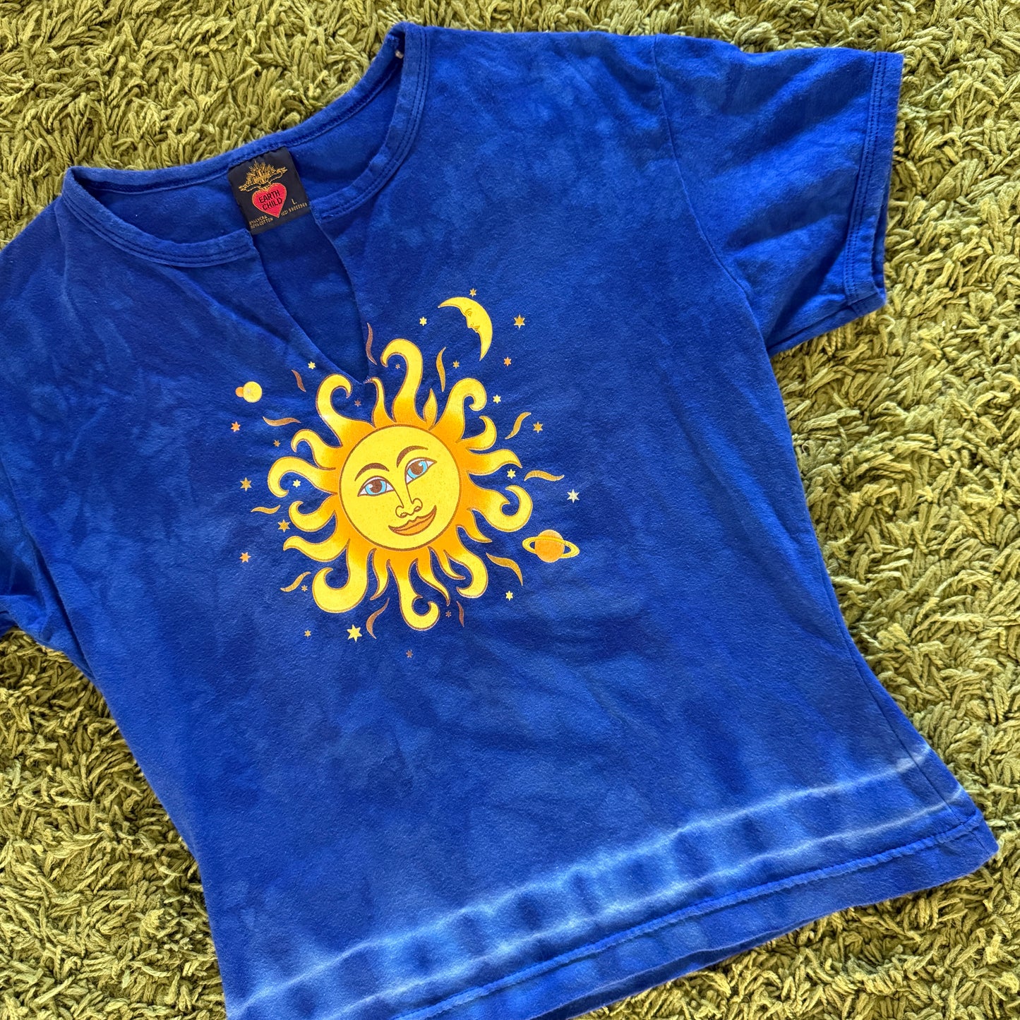 unique vintage whimsical 90s y2k celestial sun moon graphic baby tee