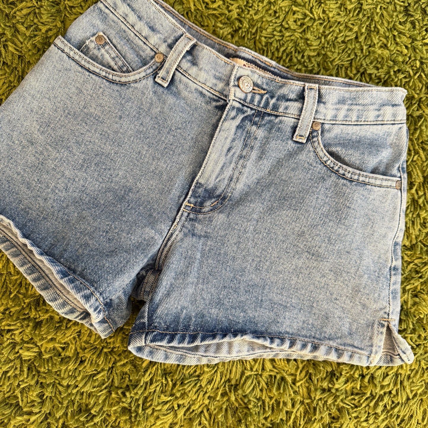 unique vintage whimsy 90s y2k PARIS BLUES denim shorts
