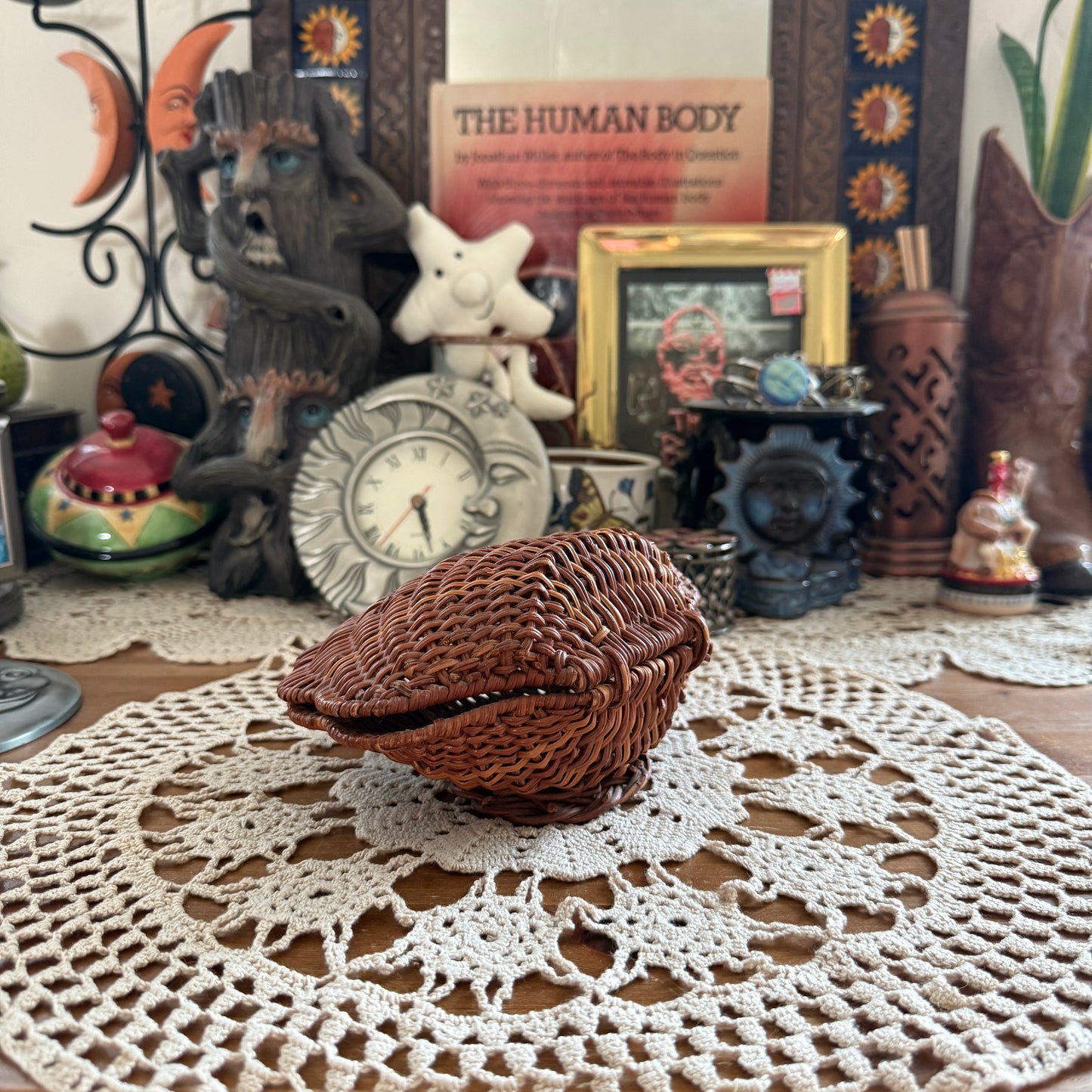 unique vintage whimsical wicker seashell basket