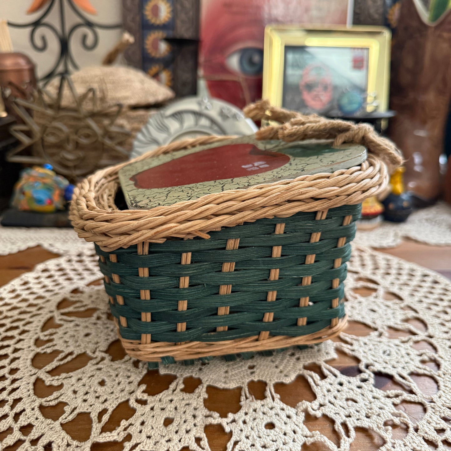 unique vintage whimsical wicker basket