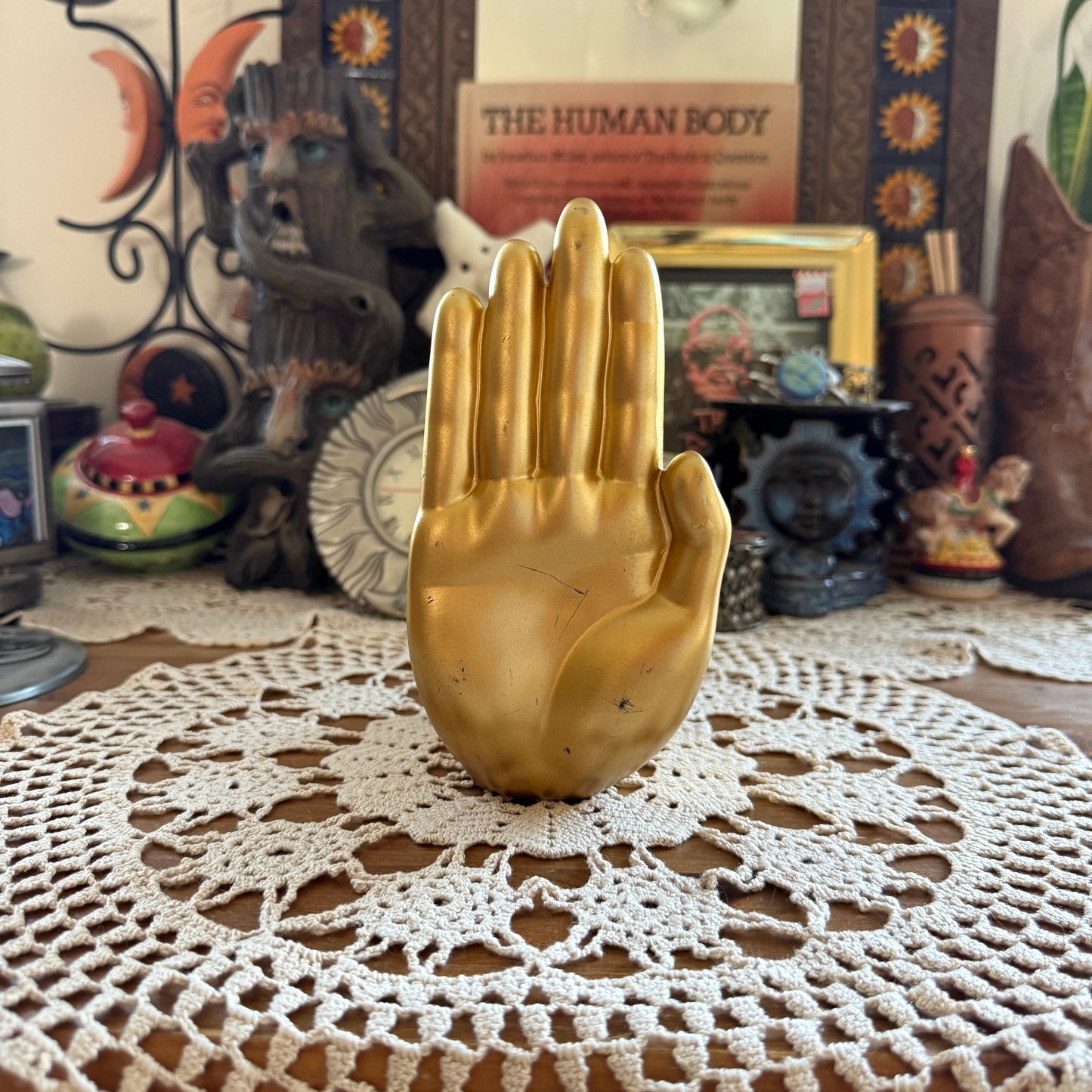 unique handmade vintage whimsical hand bookend jewelry holder collectable