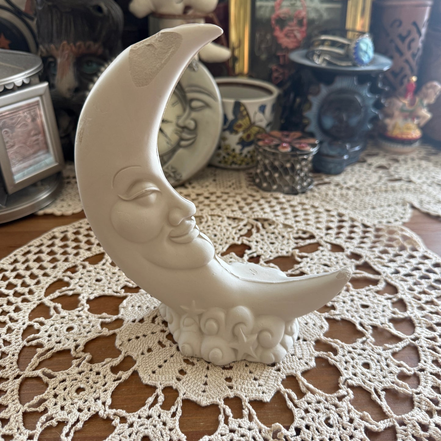 unique handmade vintage whimsical celestial moon sculpture collectable