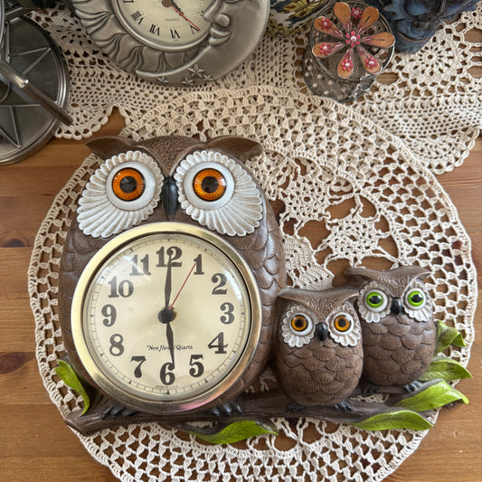 unique vintage whimsical owl clock collectable