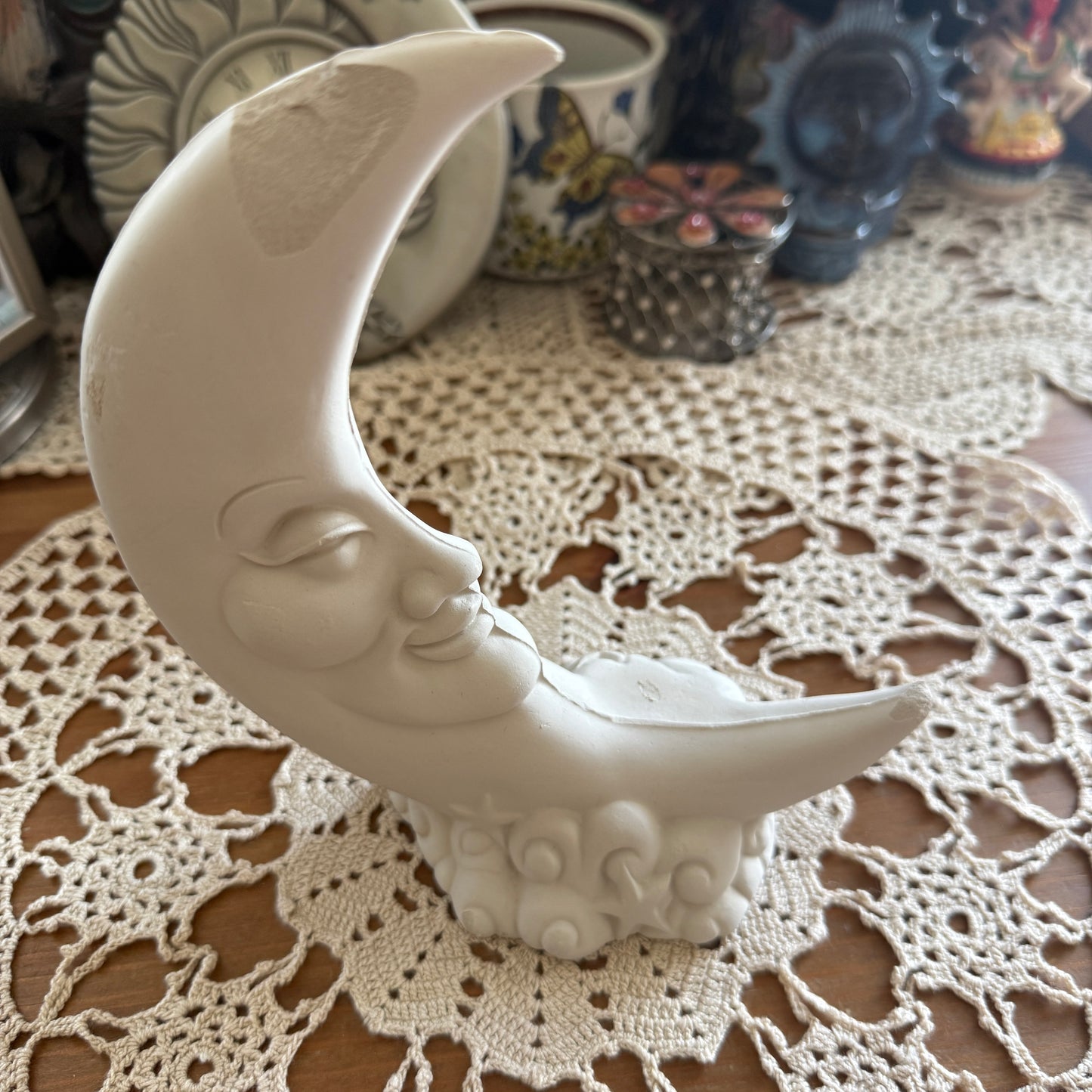 unique handmade vintage whimsical celestial moon sculpture collectable
