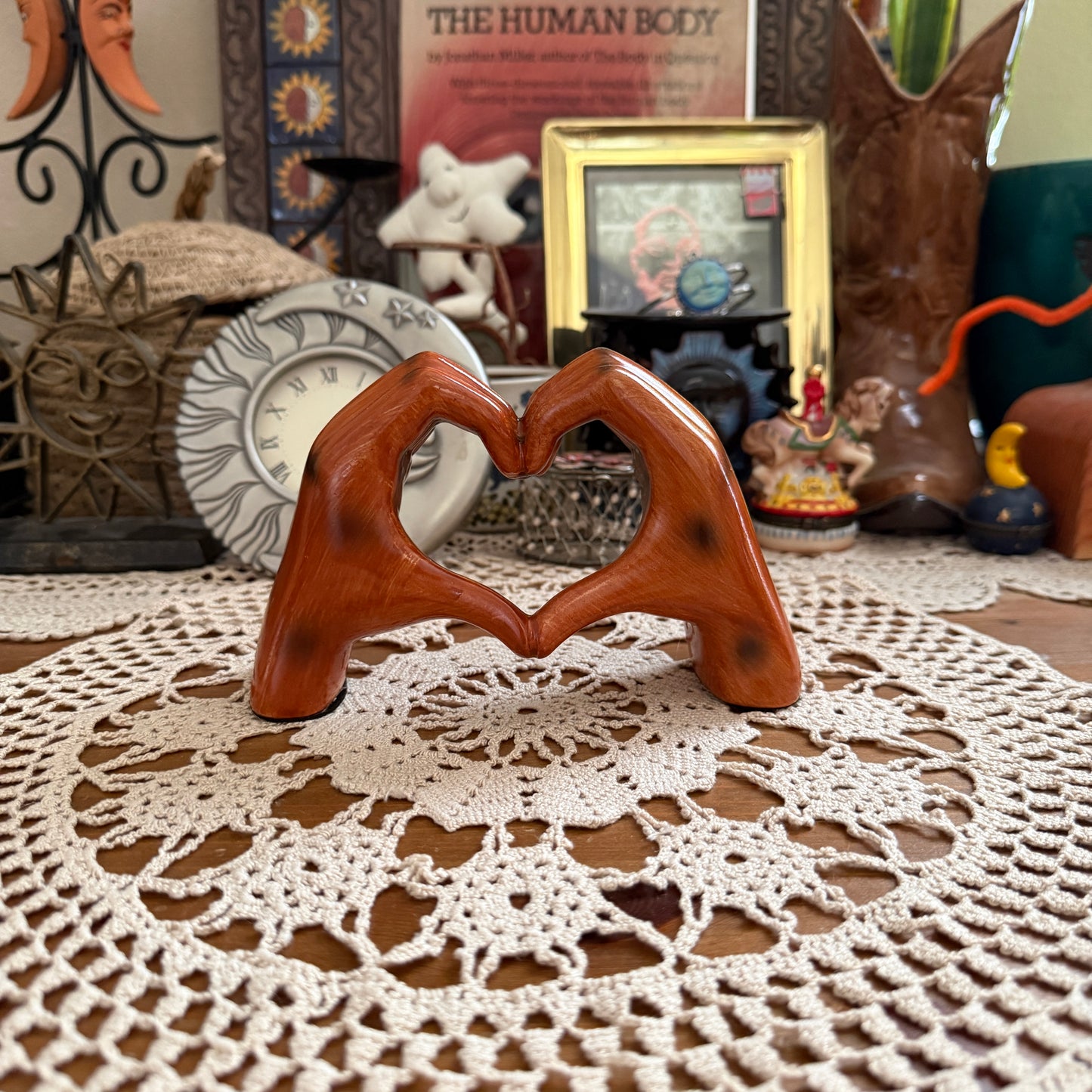 whimsical wood hand figurine collectable