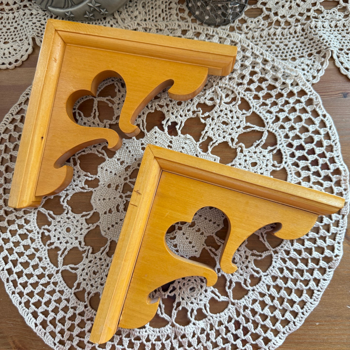 unique vintage whimsical heart wood shelf brackets