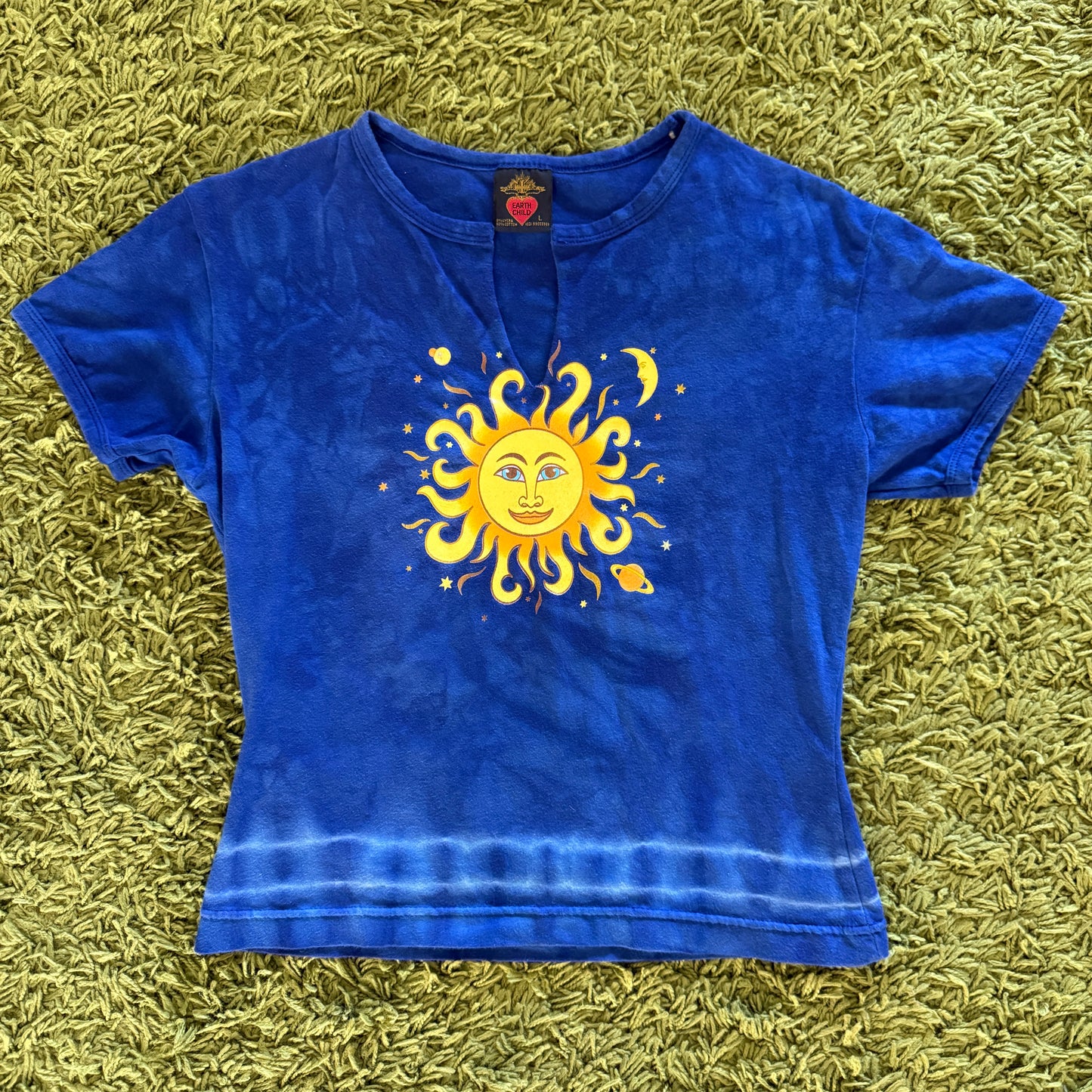 unique vintage whimsical 90s y2k celestial sun moon graphic baby tee