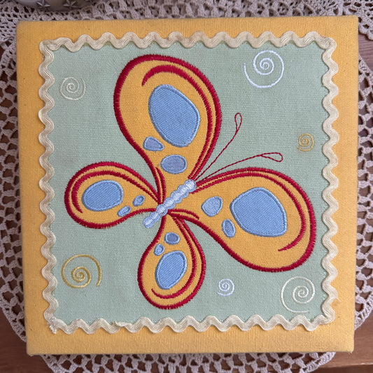 unique handmade vintage whimsical butterfly embroidered wall decor