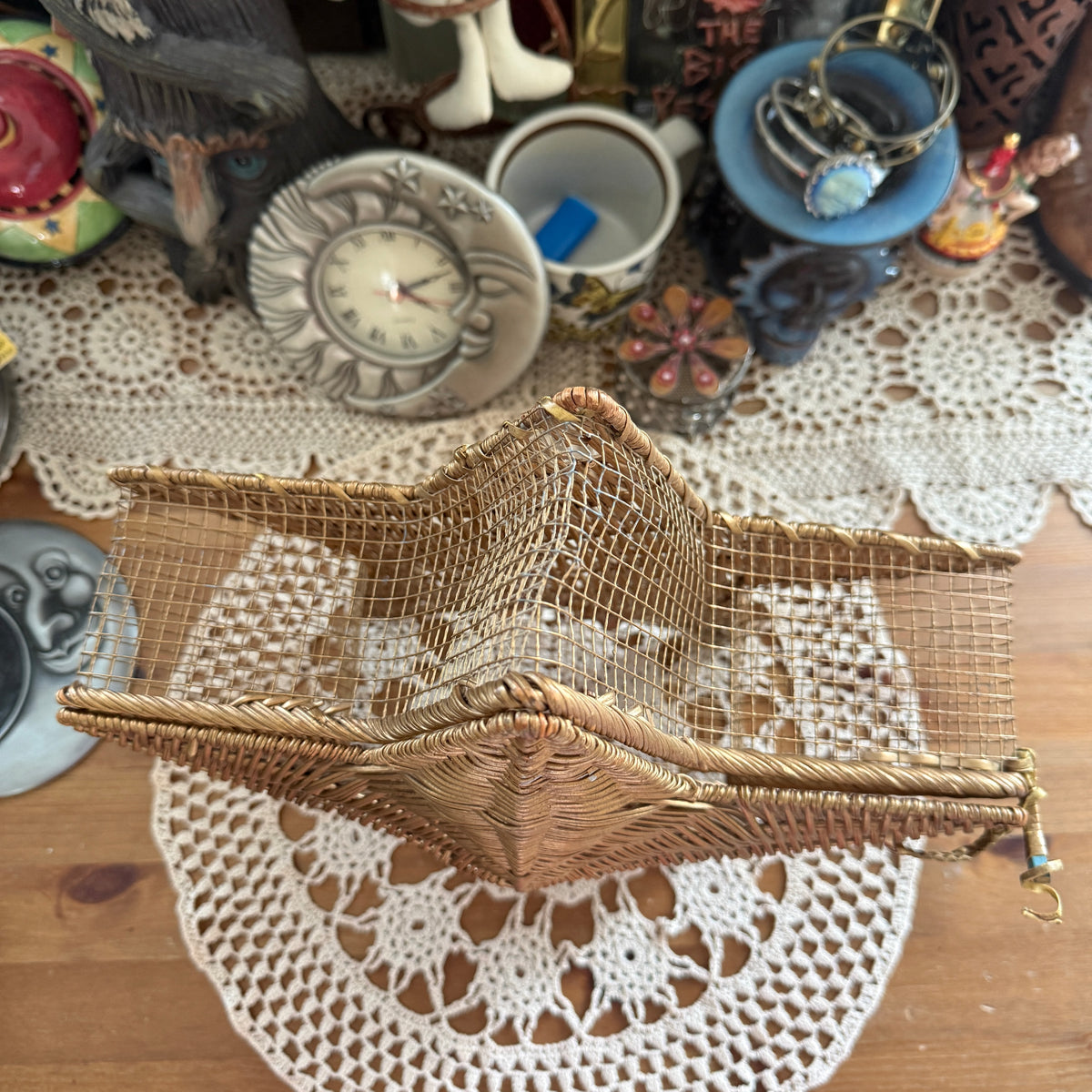 unique vintage whimsical celestial star wicker basket