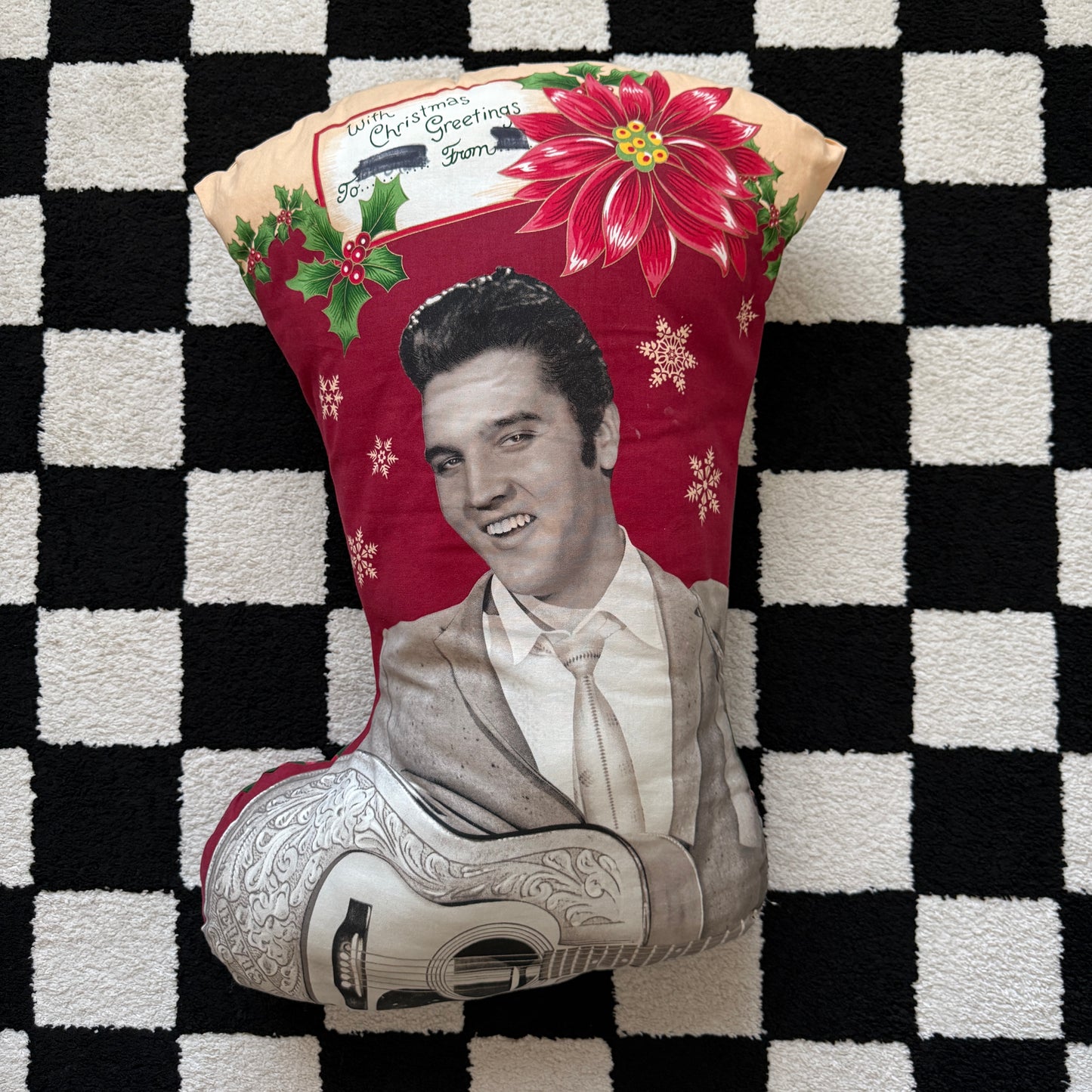 unique handmade vintage whimsical ELVIS PRESLEY throw pillow collectable