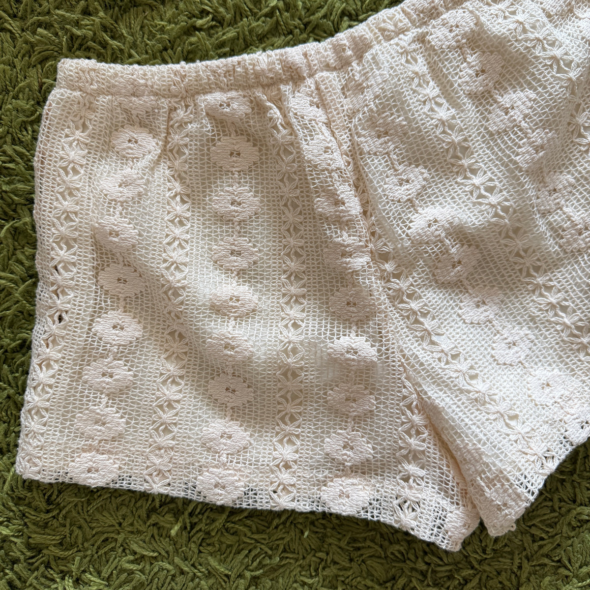 unique whimsical 90s y2k lace lounge shorts