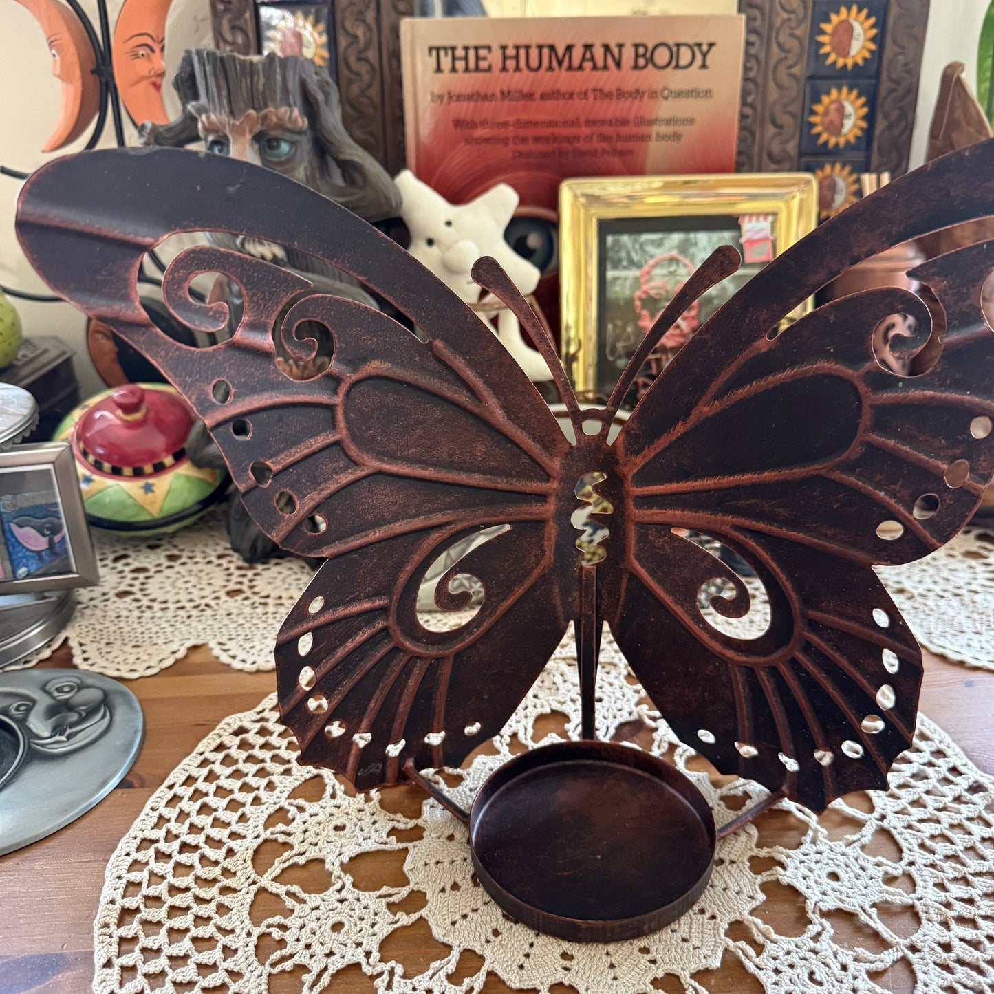 unique vintage whimsical butterfly candle holder