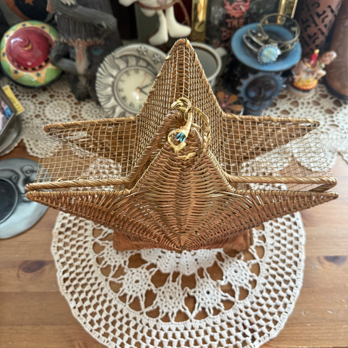 unique vintage whimsical celestial star wicker basket