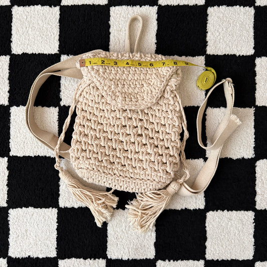 vintage whimsical 90s y2k mini macrame backpack