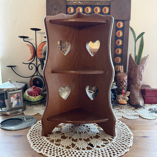 unique vintage whimsical heart wood wall shelf