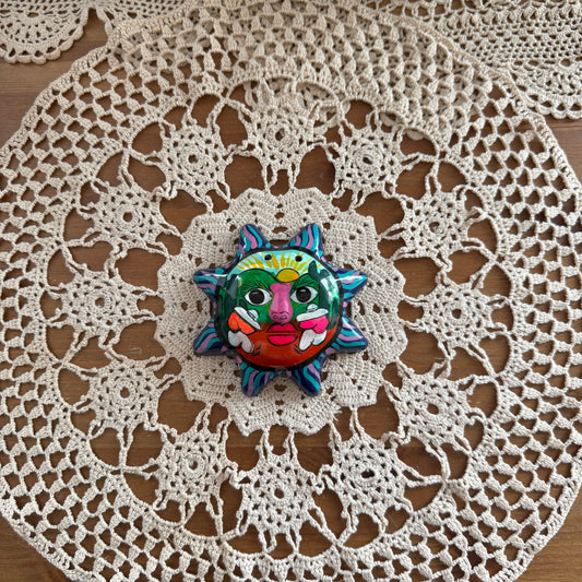 unique handmade vintage whimsical celestial sun folk art wall decor collectable